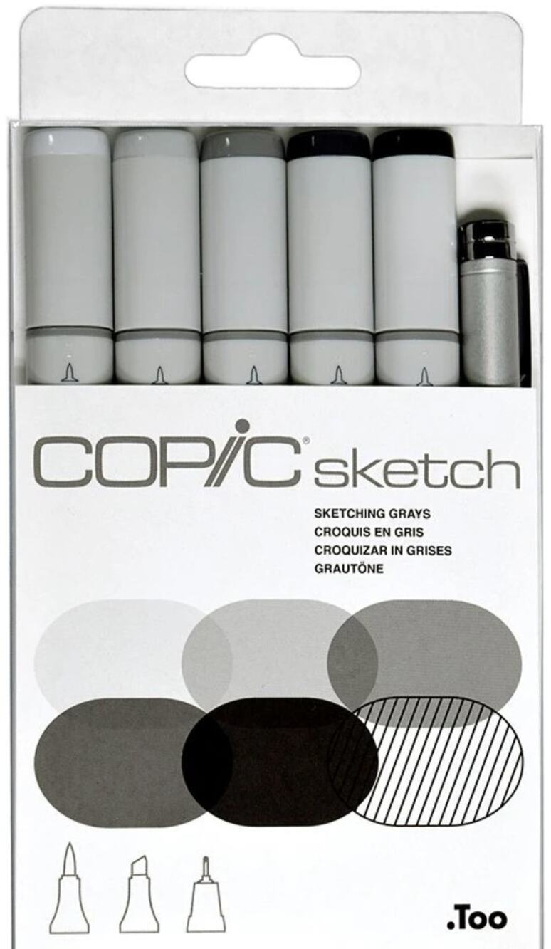 Copic Sketch Sketching Grays 6pc Markers Multiliner Alcohol Art Set NEW